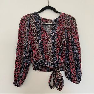 AE floral balloon sleeve top